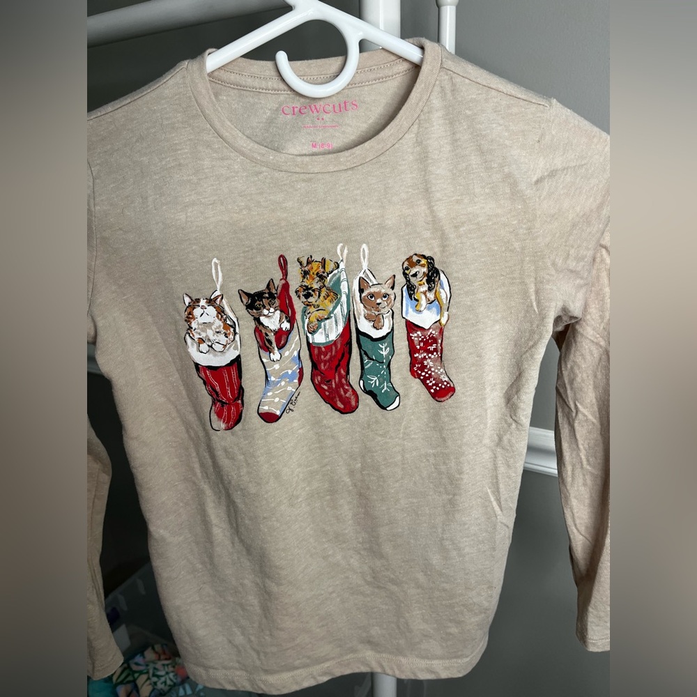 JCrew holiday T-shirt Long Sleeve w/Puppies and Kittens